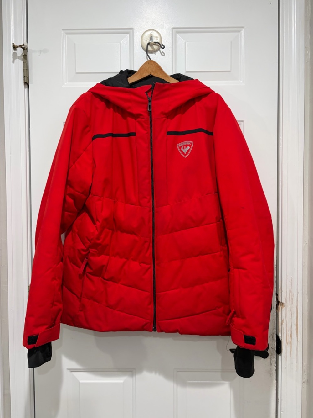 Rossignol Red Men’s Puffer Ski Jacket with Hood, Large